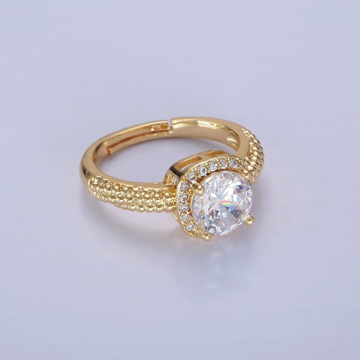 Beautiful Gold-Filled Clear, Purple, Red, Green, Pink, Black, Red CZ Solitaire Bubble Ring