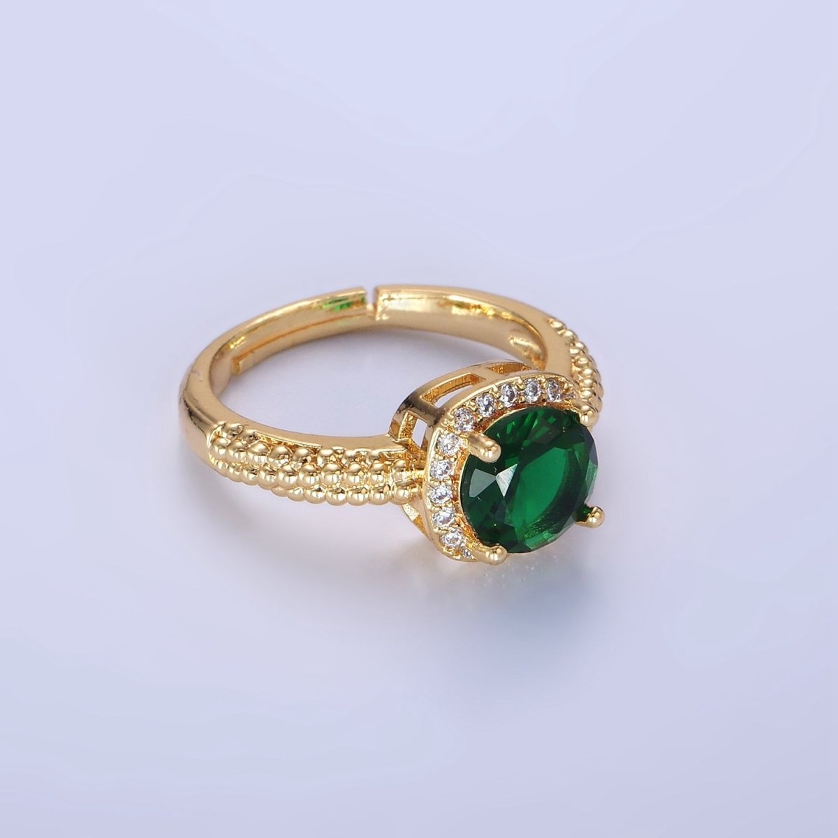 Beautiful Gold-Filled Clear, Purple, Red, Green, Pink, Black, Red CZ Solitaire Bubble Ring