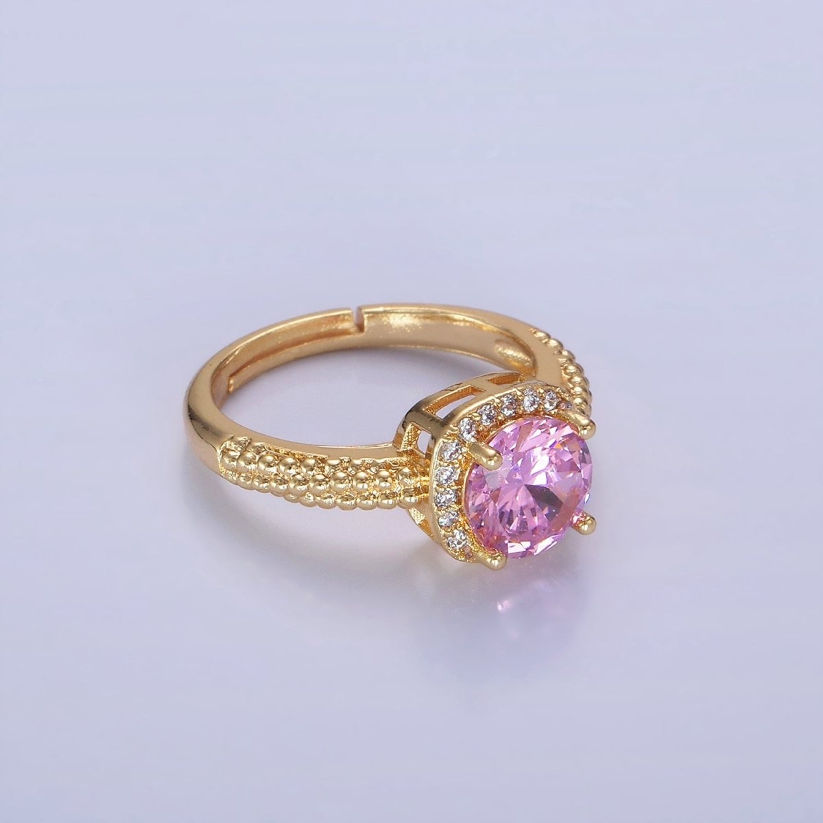 Beautiful Gold-Filled Clear, Purple, Red, Green, Pink, Black, Red CZ Solitaire Bubble Ring