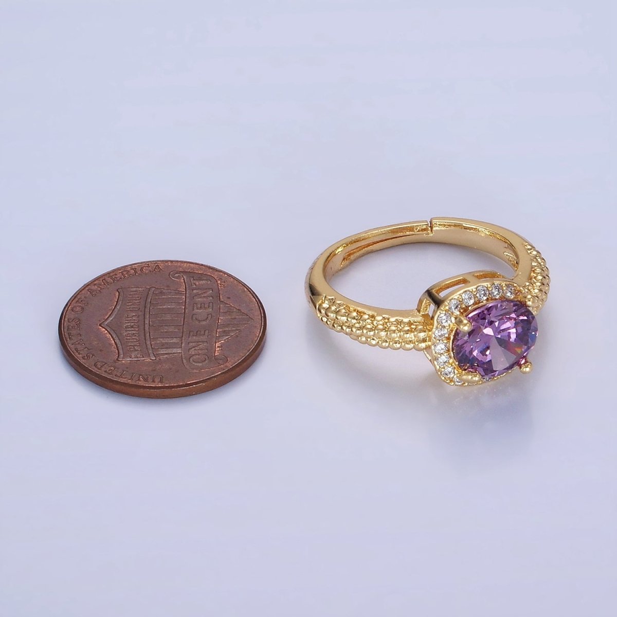 Beautiful Gold-Filled Clear, Purple, Red, Green, Pink, Black, Red CZ Solitaire Bubble Ring