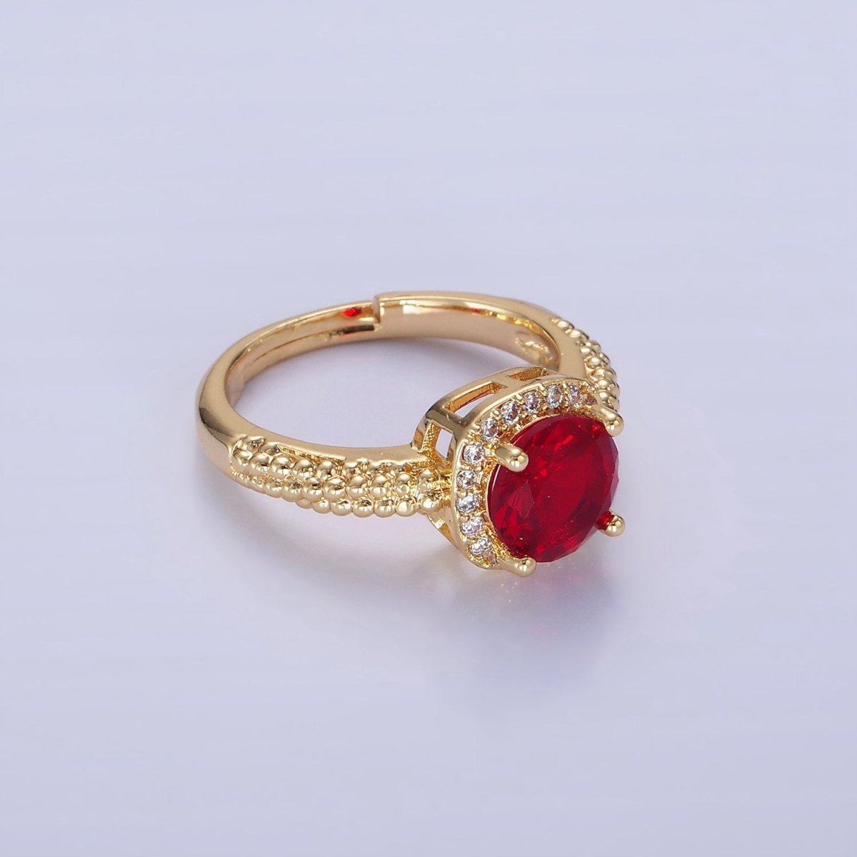 Beautiful Gold-Filled Clear, Purple, Red, Green, Pink, Black, Red CZ Solitaire Bubble Ring