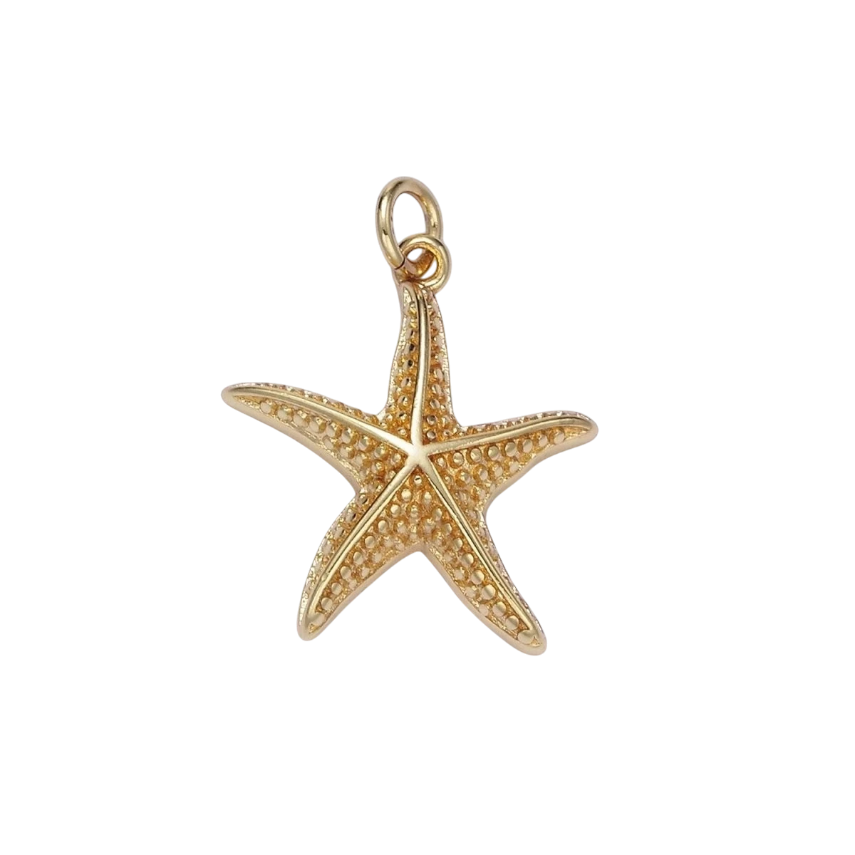 14K Gold Filled Dotted Textured Starfish Animal Charm