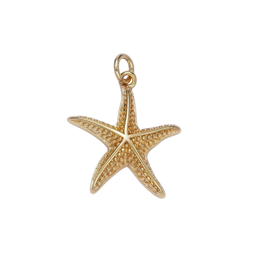 14K Gold Filled Dotted Textured Starfish Animal Charm