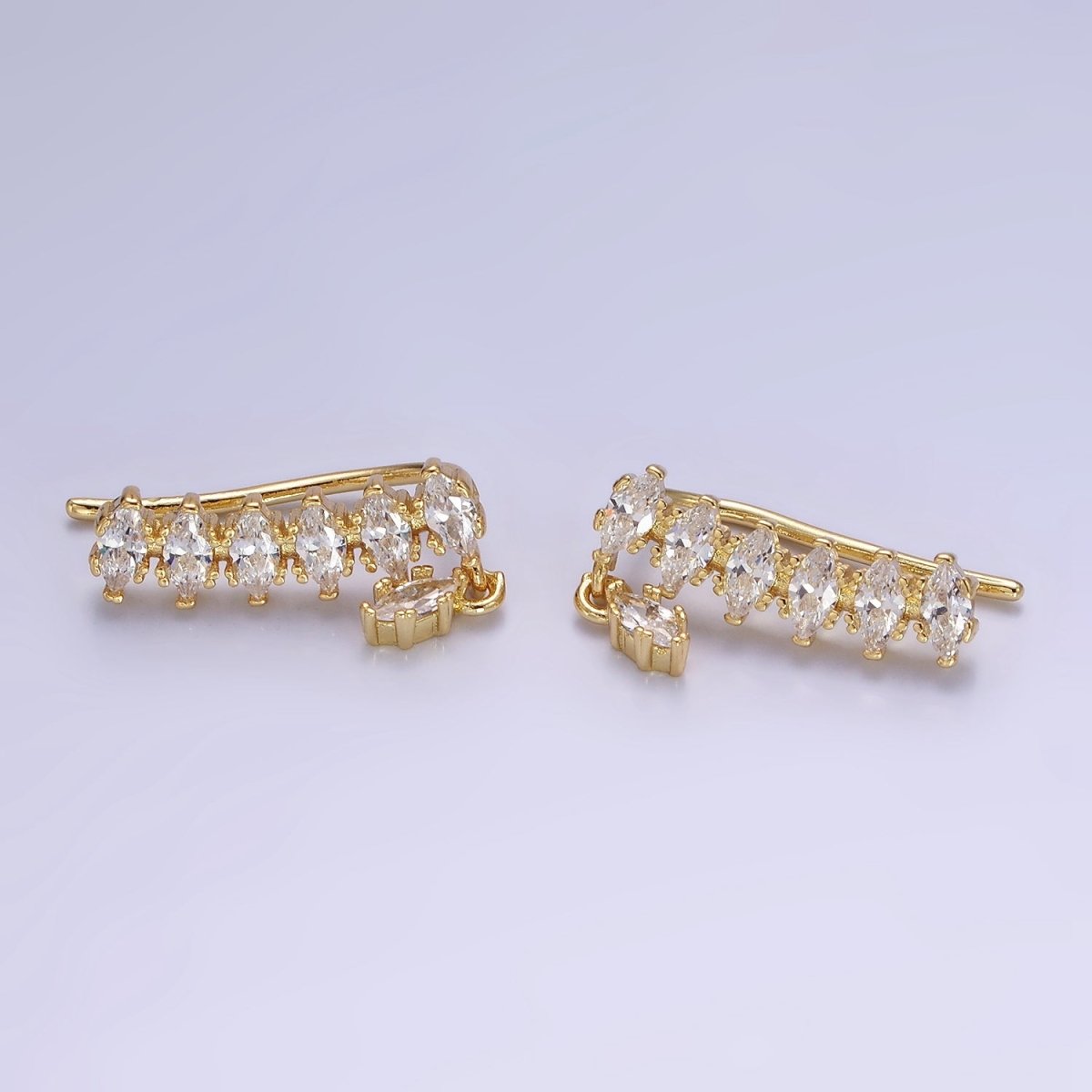 Unique 14K Gold Filled Marquise CZ Drop Ear Climber Cuff Earrings