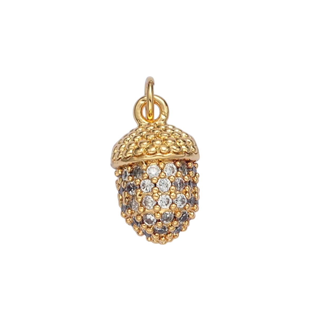 Tiny 14K Gold Filled 9mm Micro Paved CZ Acorn Nut Charm