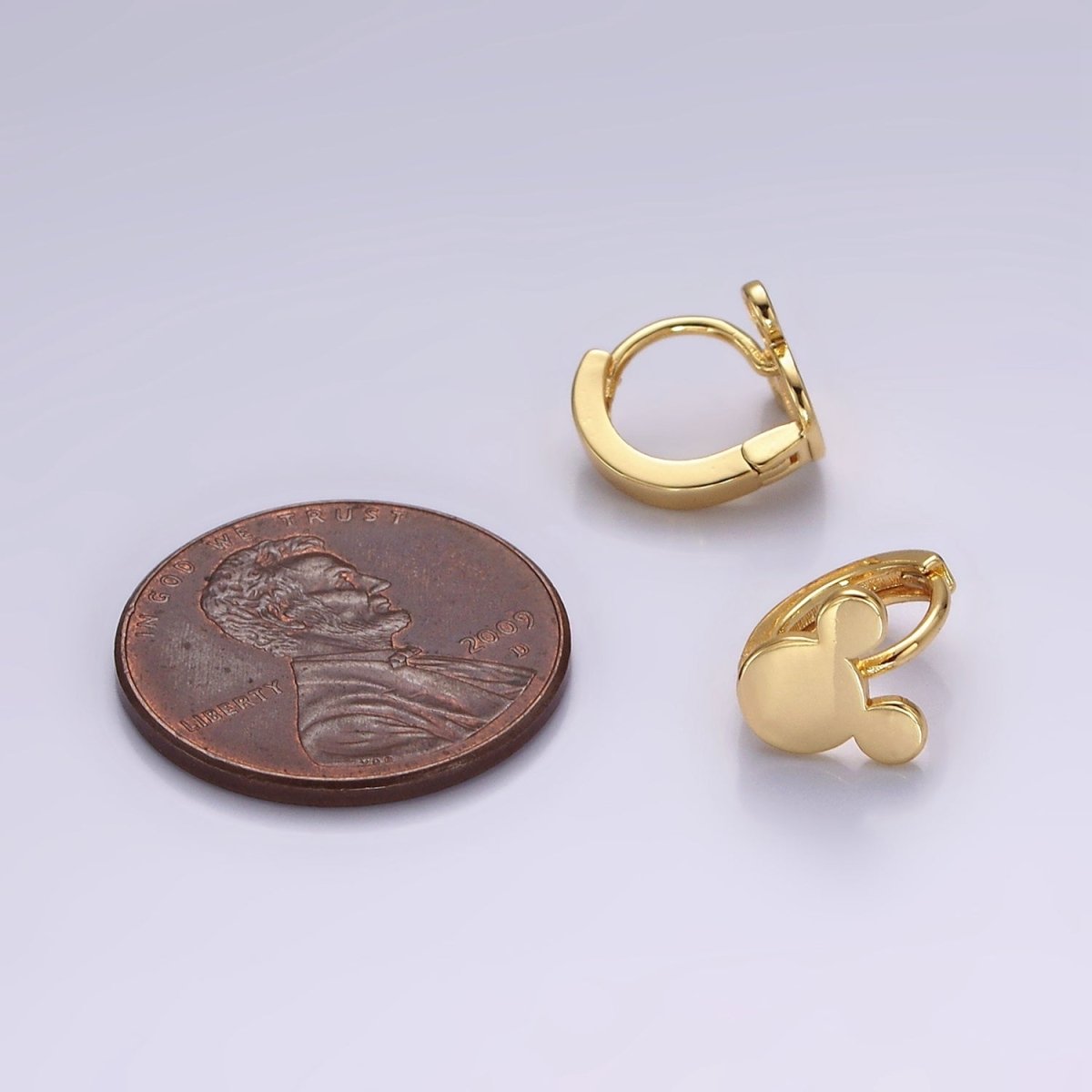 14K Gold Filled Mouse Minimalist Cartilage Huggie Earrings, Gold and Silver