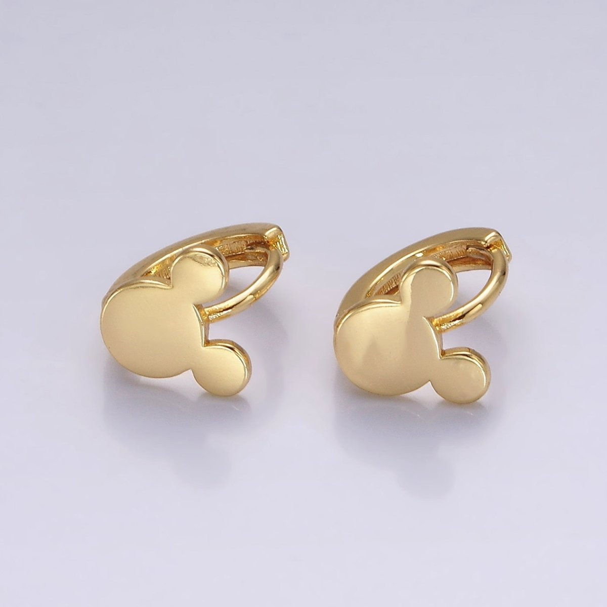 14K Gold Filled Mouse Minimalist Cartilage Huggie Earrings, Gold and Silver