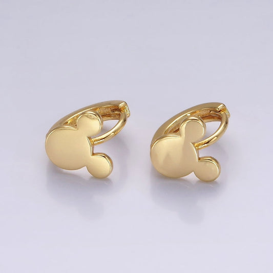 14K Gold Filled Mouse Minimalist Cartilage Huggie Earrings, Gold and Silver