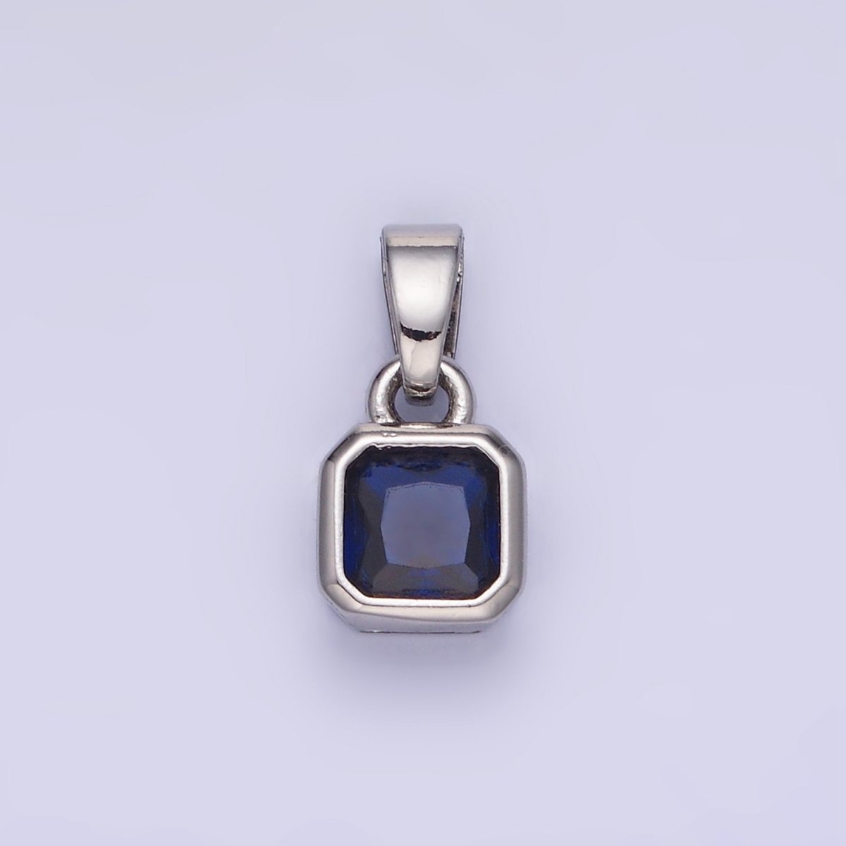 Dainty 14K Gold-Filled Birthstone CZ Square Edged 9mm x 6mm Bezel Pendant in Gold or Silver