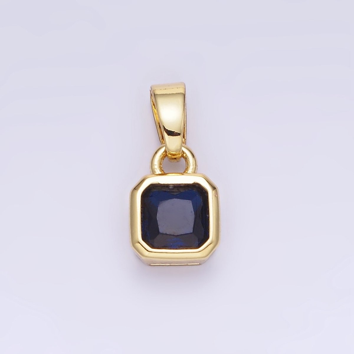Dainty 14K Gold-Filled Birthstone CZ Square Edged 9mm x 6mm Bezel Pendant in Gold or Silver