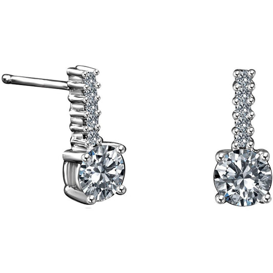 Beautiful 1.5CT Cubic Zirconia Round Sterling Silver Earrings