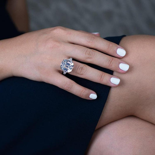 Mesmerizing 15CT Asscher Cubic Zirconia Engagement Ring