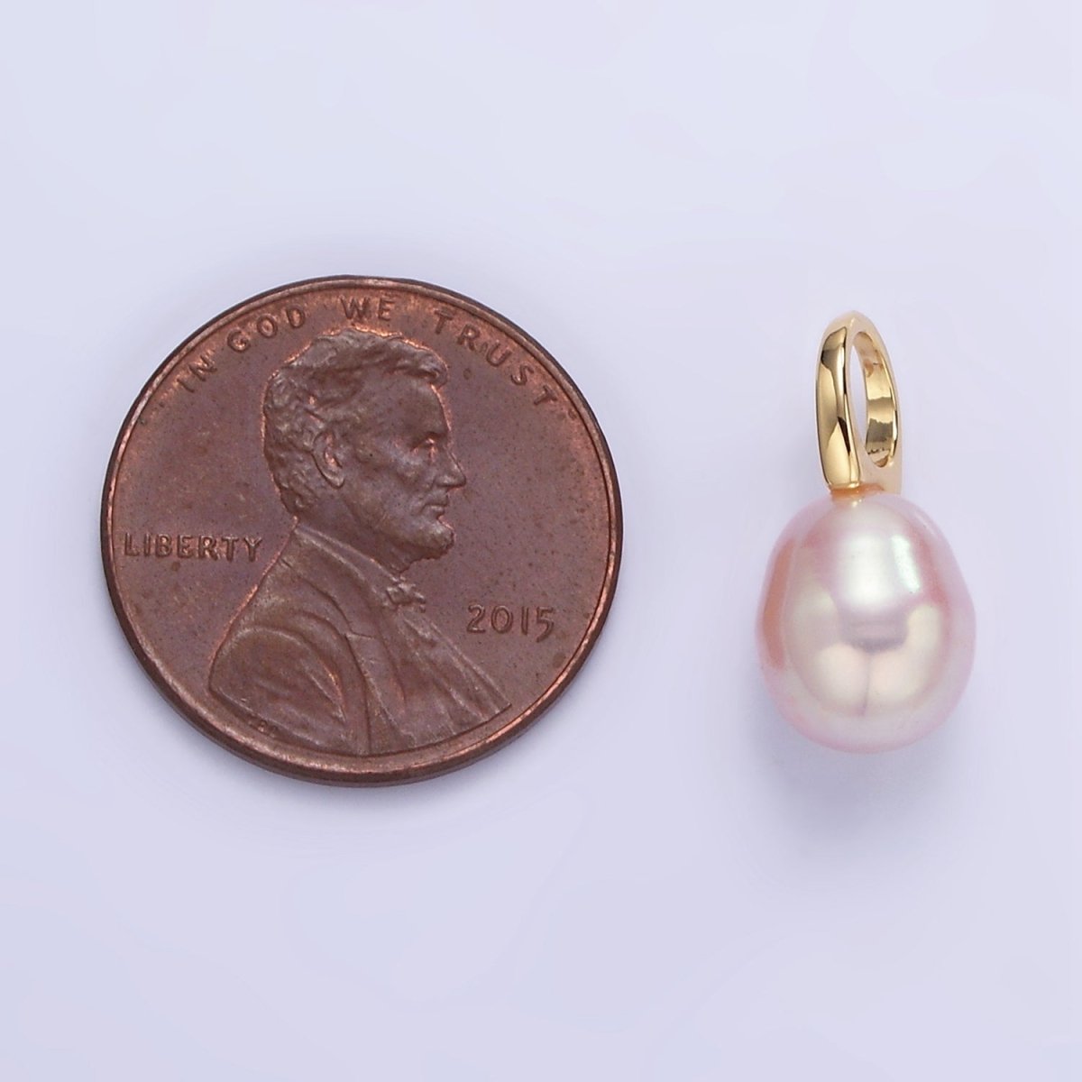 Gold-Filled 20mm Pink Freshwater Pearl Drop Slide-On Pendant