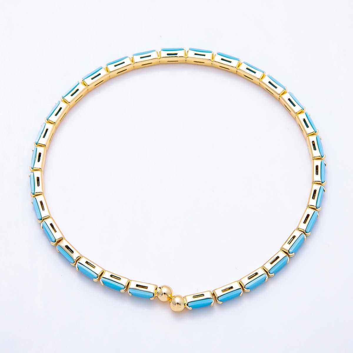 Beautiful Gold-Filled 3mm Turquoise Baguette Cuff Bracelet in Gold or Silver