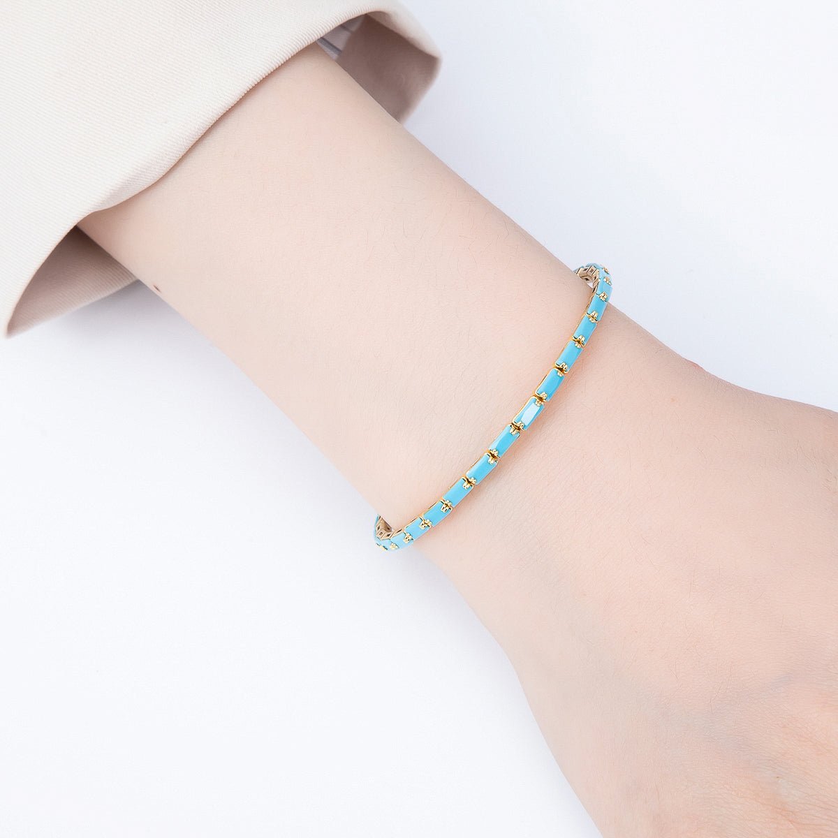 Beautiful Gold-Filled 3mm Turquoise Baguette Cuff Bracelet in Gold or Silver