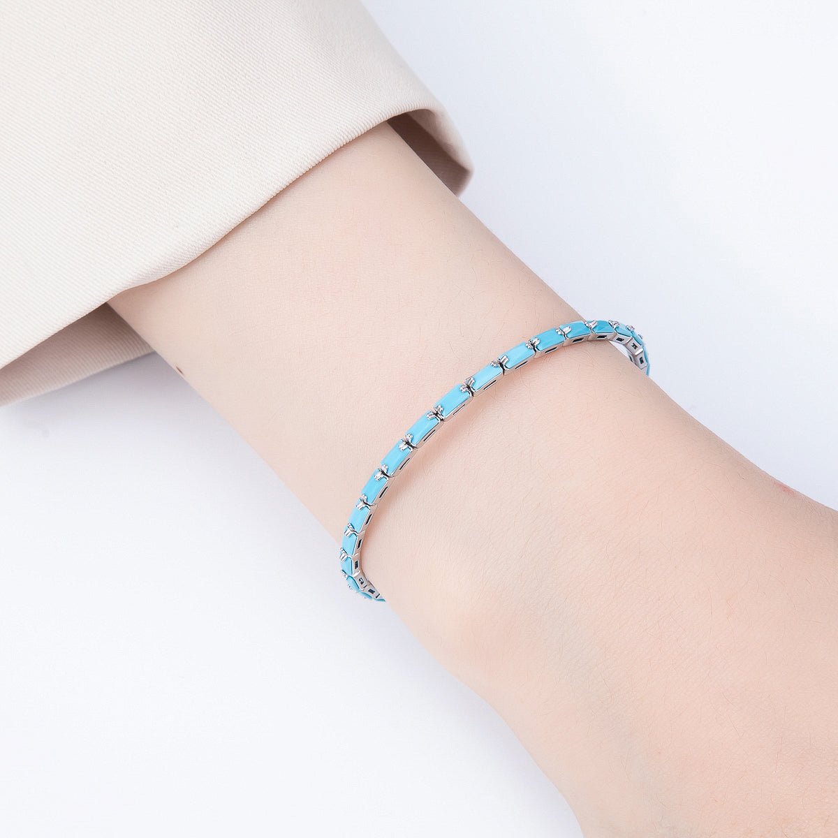 Beautiful Gold-Filled 3mm Turquoise Baguette Cuff Bracelet in Gold or Silver