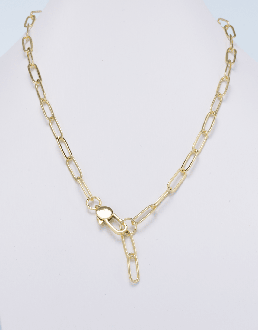Beautiful Gold Filled 5mm Minimalist Paperclip Lariat Chain 17 Inch Necklace