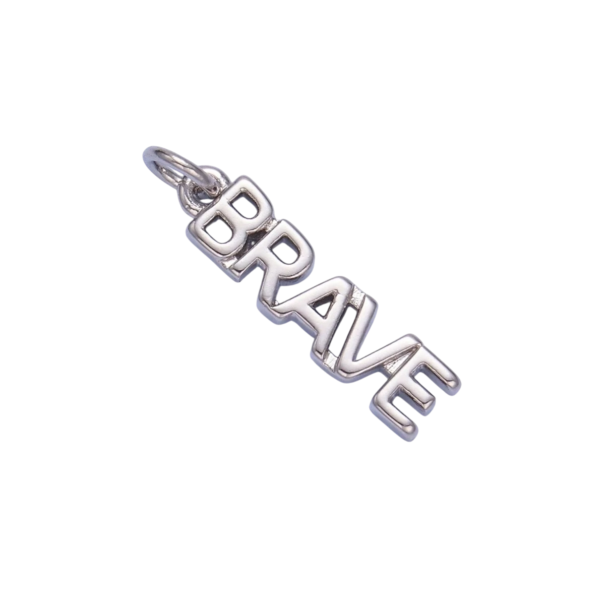 16K Gold Filled 16mm x 4mm "BRAVE" Script Charm in Gold or Silver