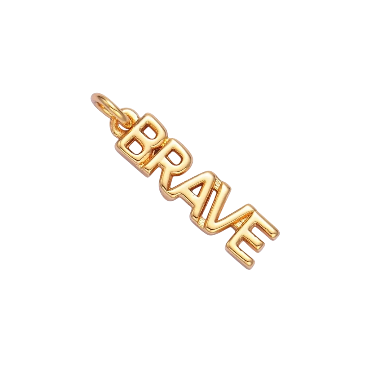 16K Gold Filled 16mm x 4mm "BRAVE" Script Charm in Gold or Silver