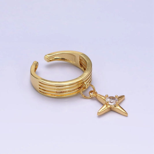 Simple Gold-Filled Celestial Star CZ Drop Multiple Band Ring