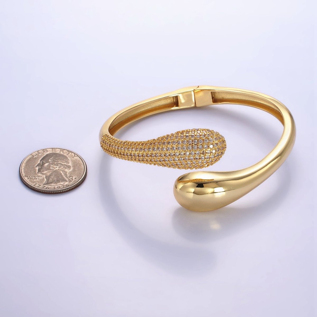 Gorgeous Gold-Filled Micro Pave CZ Snake Drip Wrap Cuff Bracelet