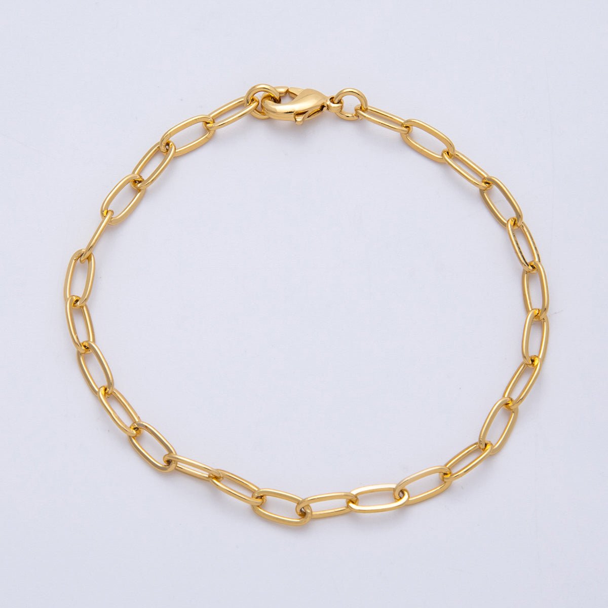Everyday 18K Gold-Filled 7.4mm x 3.6mm Minimalist Paperclip Chain 6.5 Inch Bracelet