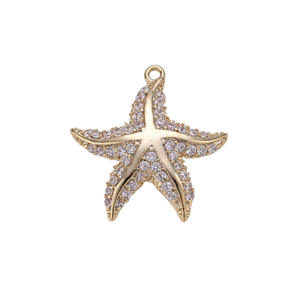 18K Gold Filled Tiny Starfish Stylish Starfish Charm, Micro Pave CZ Charm