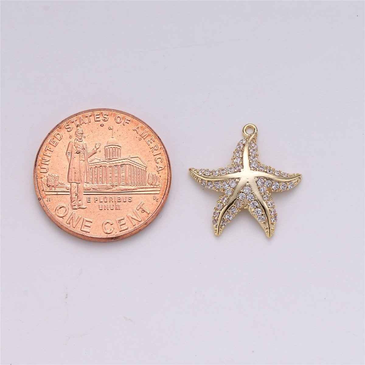 18K Gold Filled Tiny Starfish Stylish Starfish Charm, Micro Pave CZ Charm