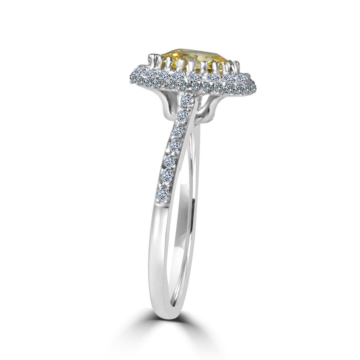Sterling Silver Platinum Plated 2CT Cushion Cut Cubic Zirconia Halo Ring