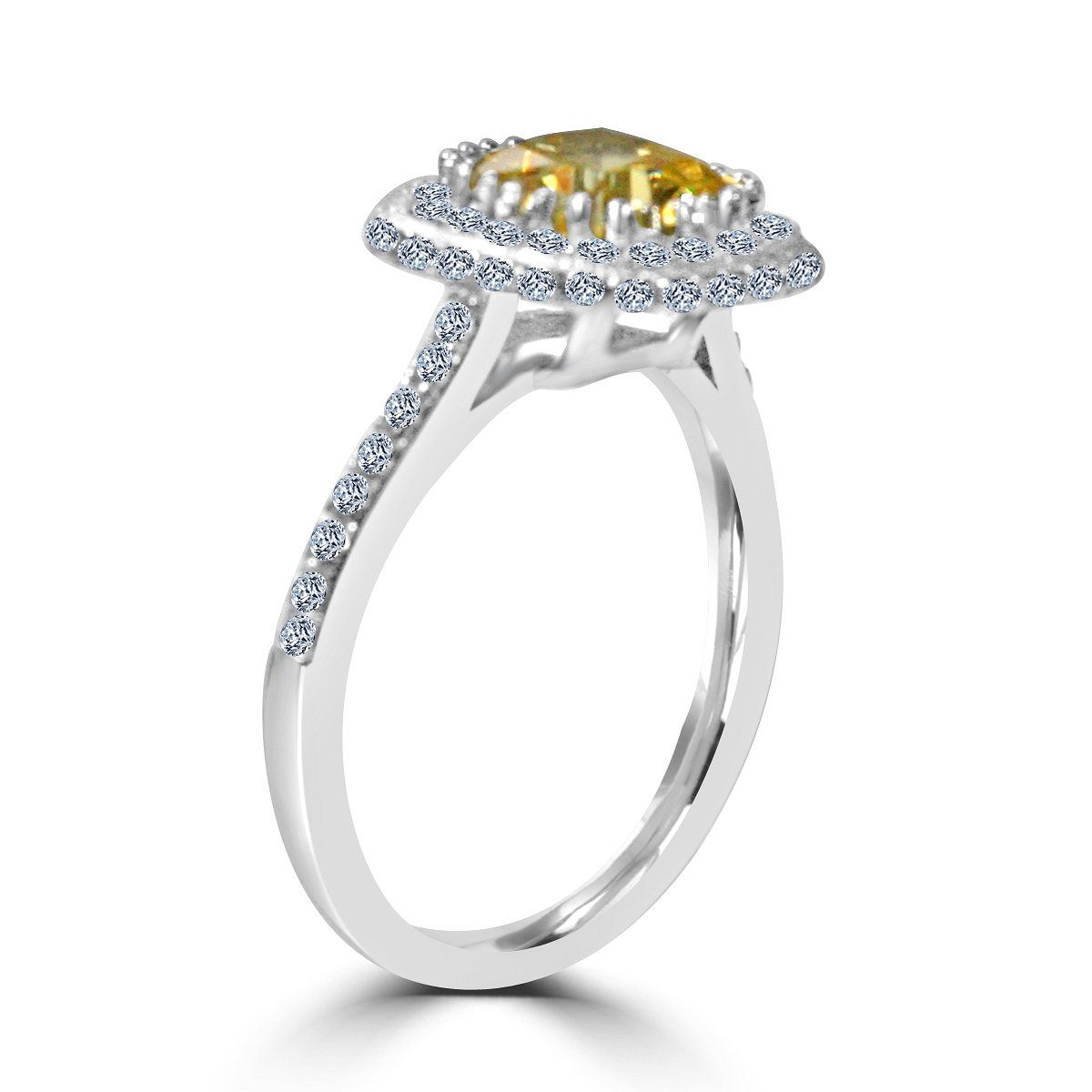 Sterling Silver Platinum Plated 2CT Cushion Cut Cubic Zirconia Halo Ring
