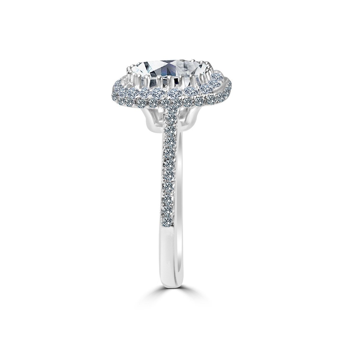 Sterling Silver Platinum Plated 2CT Cushion Cut Cubic Zirconia Halo Ring