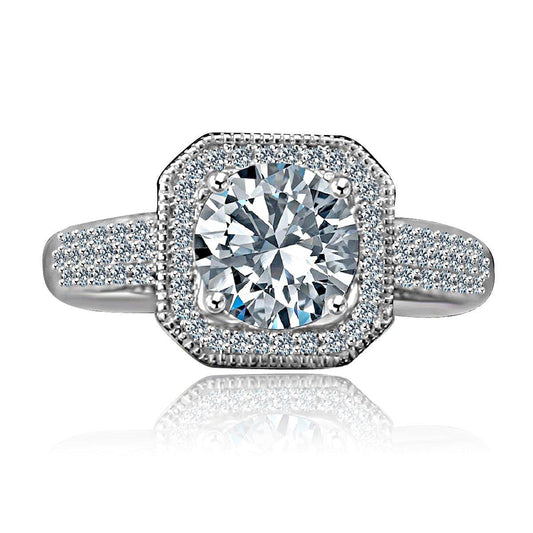 Sterling Silver 2CT Round Cubic Zirconia Ring