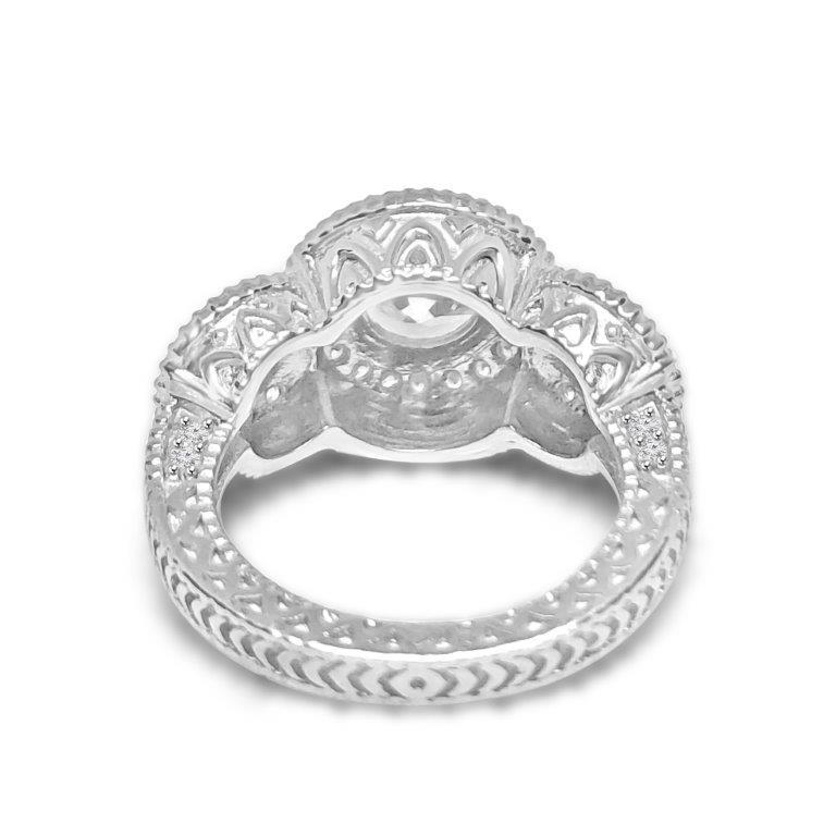 Three Stone 3CT Sterling Silver Cubic Zirconia Engagement Ring