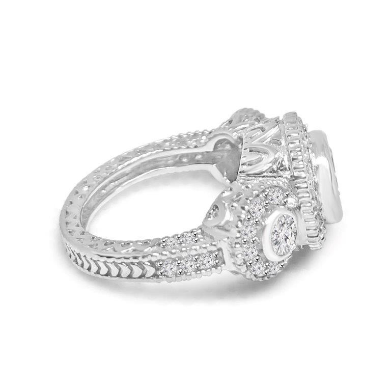 Three Stone 3CT Sterling Silver Cubic Zirconia Engagement Ring