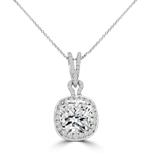 Stunning 3CT Cushion Cut Cubic zirconia Pendant Necklace