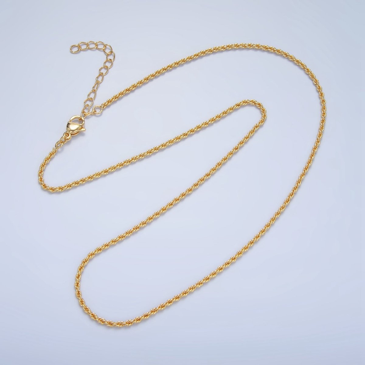 Everyday 24K Gold-Filled 1.9mm Twisted Rope Chain 18 Inch Layering Necklace