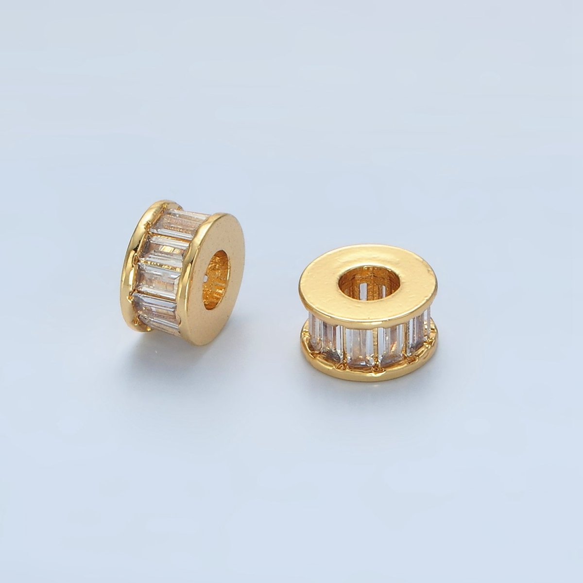 Minimalist 24K Gold-Filled 8mm Clear Baguette CZ Rondelle Spacer Bead