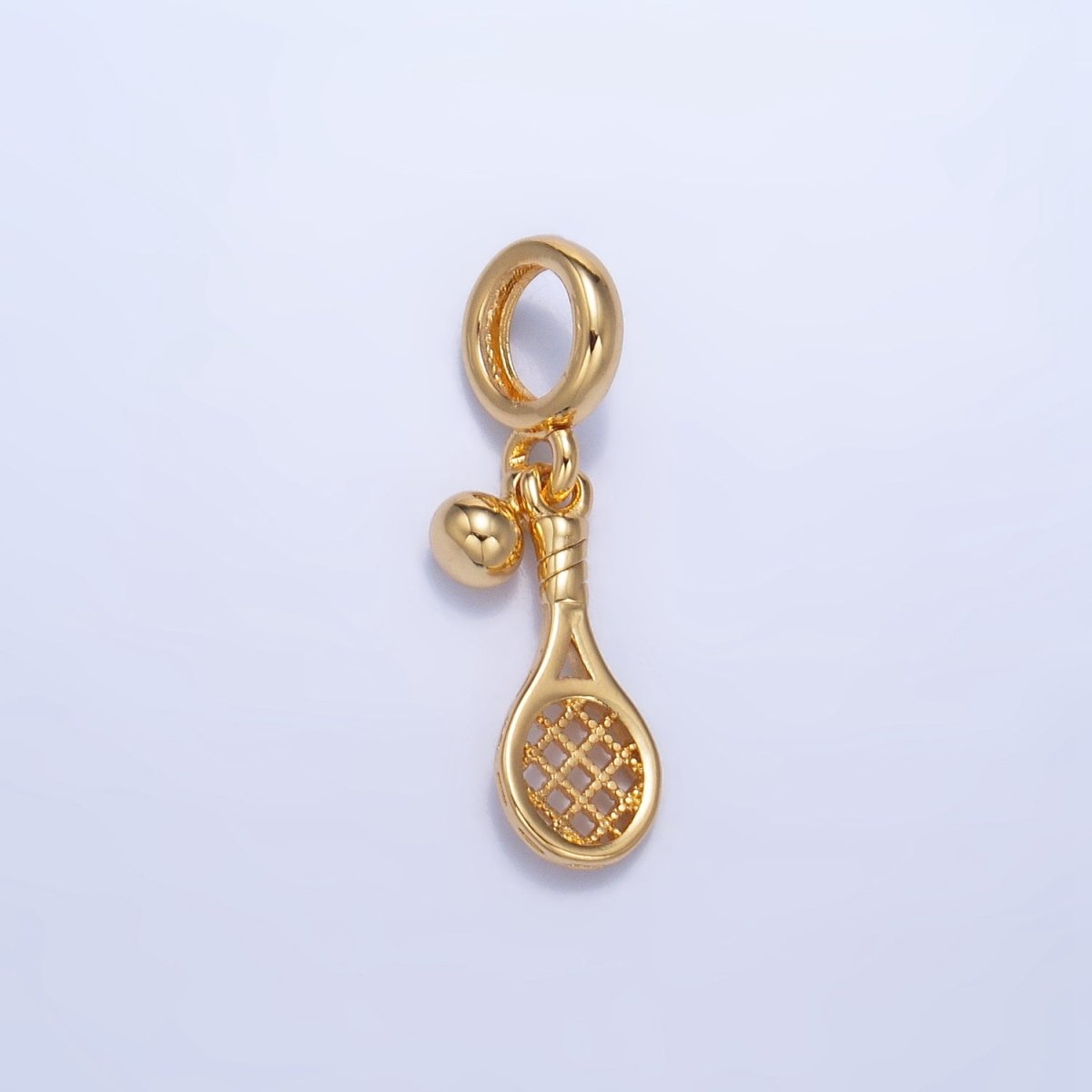 24K Gold-Filled Ball and Racket Sports Rondelle Drop Pendant