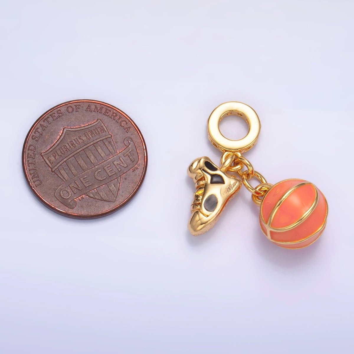 24K Gold-Filled Basketball Shoes Enamel Micro Pave CZ Rondelle Drop Pendant