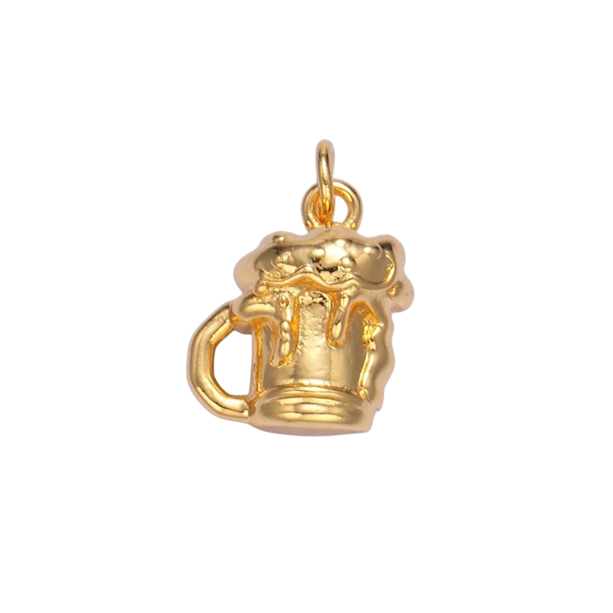 Tiny 24K Gold Filled 12mm x 10mm Beer Drink Multidimensional 3D Charm in Gold or Silver