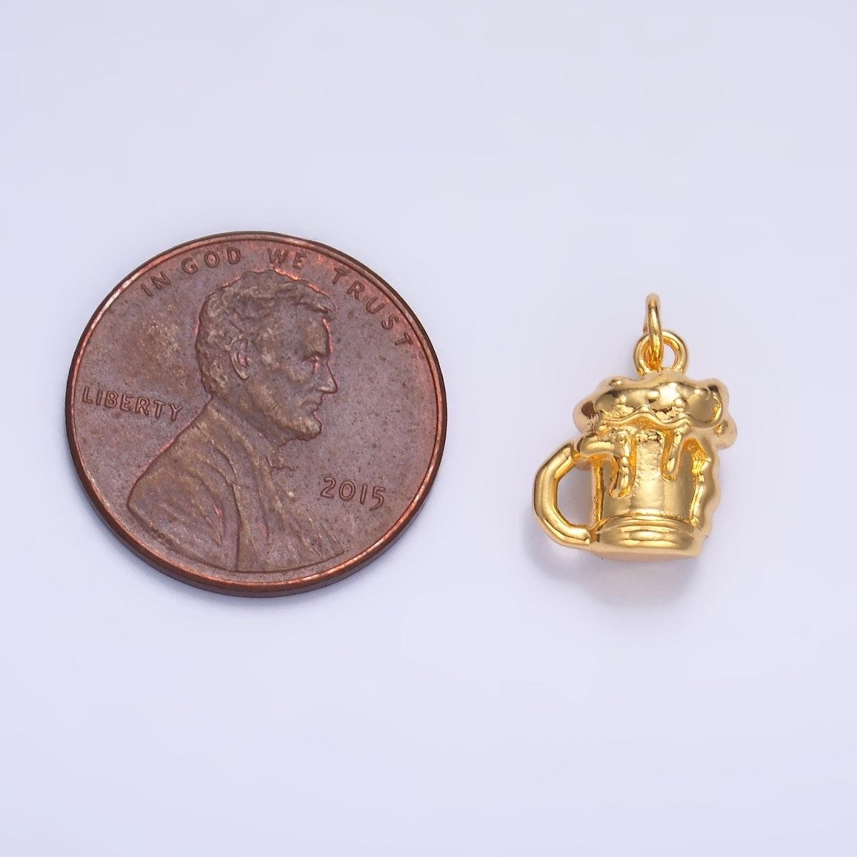 Tiny 24K Gold Filled 12mm x 10mm Beer Drink Multidimensional 3D Charm in Gold or Silver