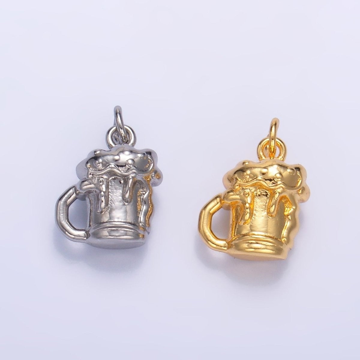Tiny 24K Gold Filled 12mm x 10mm Beer Drink Multidimensional 3D Charm in Gold or Silver