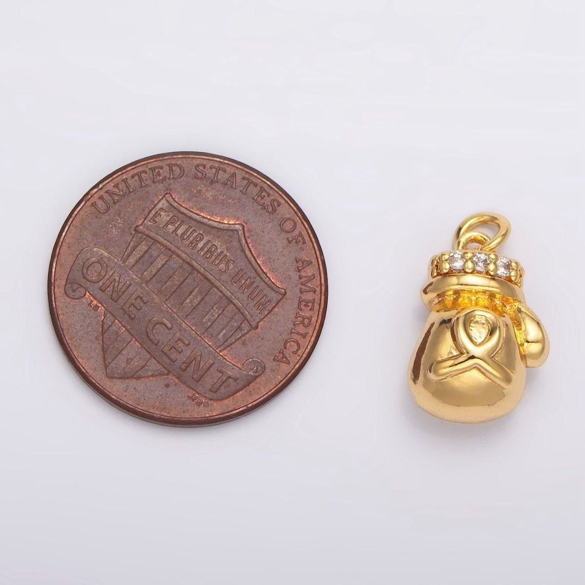 24K Gold Filled Boxing Glove Micro Pave CZ Multidimensional Charm