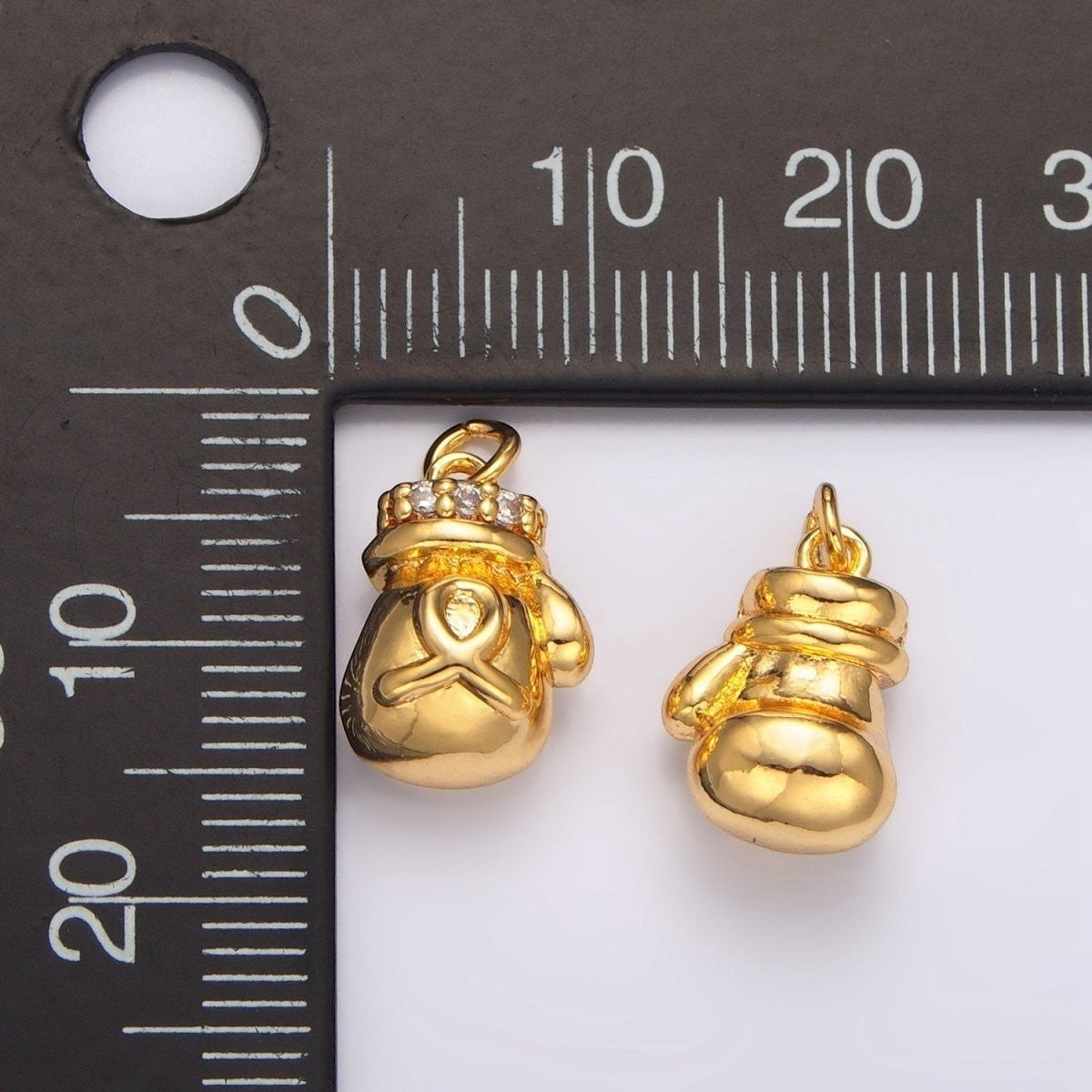 24K Gold Filled Boxing Glove Micro Pave CZ Multidimensional Charm
