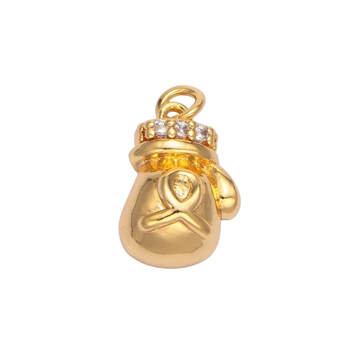 24K Gold Filled Boxing Glove Micro Pave CZ Multidimensional Charm