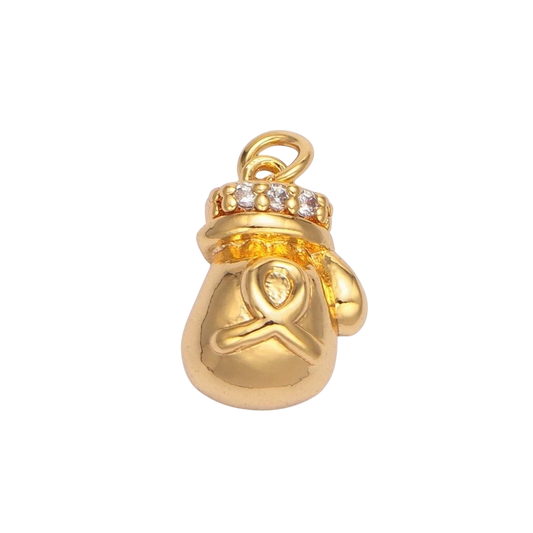 24K Gold Filled Boxing Glove Micro Pave CZ Multidimensional Charm