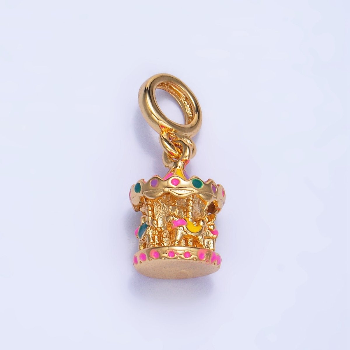 24K Gold-Filled Carousel Carnival Enamel Multidimensional Rondelle Drop Pendant
