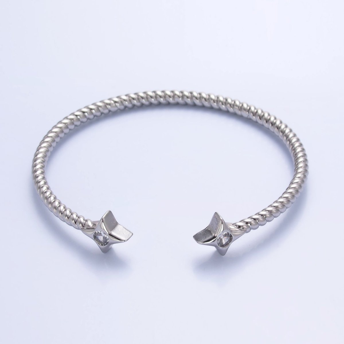 24K Gold Filled Celestial Star CZ Croissant Cuff Bracelet in Gold & Silver