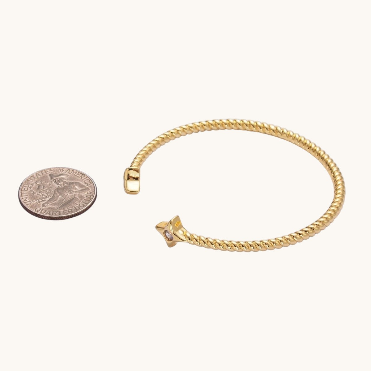 24K Gold Filled Celestial Star CZ Croissant Cuff Bracelet in Gold or Silver