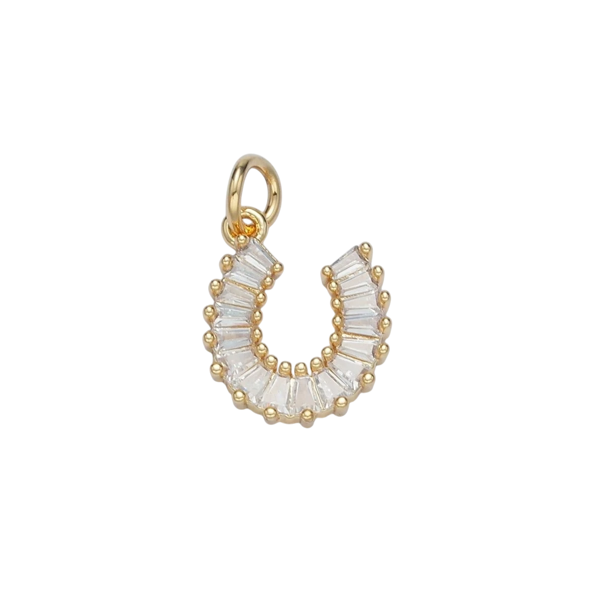 24K Gold Filled Clear CZ Baguette Horseshoe Charm